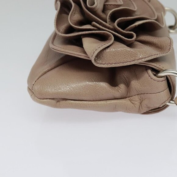 SAINT LAURENT Accessory Pouch Leather Beige Silver Auth - Picture 4 of 16